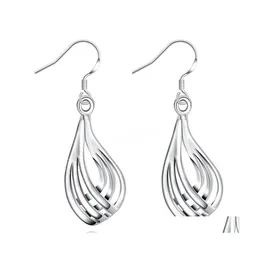 Baumeln Kronleuchter 925 Silber Farbe Ohrringe Modeschmuck Elegante Frau Charme Twist Line Drop Weihnachtsgeschenke Lieferung Dhdef