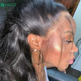 Kroppsvåg peruk 13x6 spets främre mänskliga hår peruker osynliga remy före plockad schweizisk transparent HD för svarta kvinnor djupt del