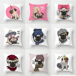 Caixa de travesseiro engraçado Sofá Pug Decorative Cushion Capas