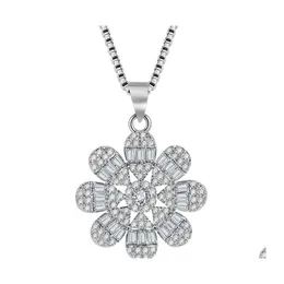 Подвесные ожерелья Fl Diamond Emondpetal Flower Ladder квадратный колье Microset Циркон вишневый цветок