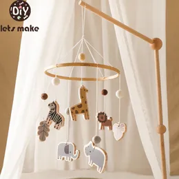 Rattles Mobiles 1pc Baby Rattle Toy 0-12 Months Wooden Mobile born Animal Pendant Bed Bell Hanging Toys Holder Bracket Infant Crib Toy Gifts 230203