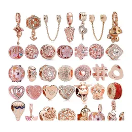 Alloy Fashion Heart Christmas Original Rose Gold Love Pendant Charm Diy Beads Fit Charms Armband Smycken Drop Delivery Otudp