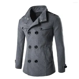 Men's Jackets Fashion Men Winter Wool Coat 2023 Casual Brand Solid Color Blends Woolen Pea Male Trench Overcoat