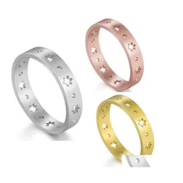 Кольца Band Rings Fashion Street Stainless Steel Hollow Ring для женщин титановый феммерский свадебный обручальный любитель ювелиров