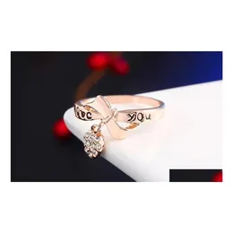 Band Rings 5Pcs/Lot Arrival Love You For Women Heart To Diamond Crystal Ring Finger Drop Delivery Jewelry Otl8X