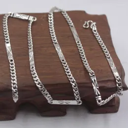 Chains Solid Sterling S925 Silver Chain Women Luck Rice Star Curb Link Necklace 18inch 3mmW 10.36g