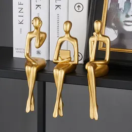 Decorative Objects Figurines nordic office desk accessories Thinker figure Statue Luxury living room decoration home decor Art Desktop Sculpture Crafts 230204