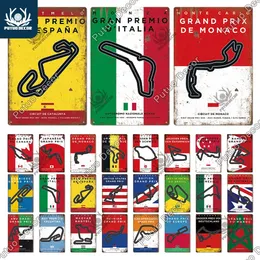 Decor Vintage Racing Track Metal Tin Sign Poster F1 Competition Tin Signs Plaque Metal Plate Bar Club Man Cave Home Wall Decoration w01