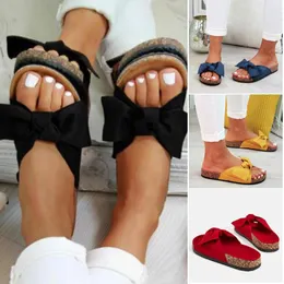 Sandaler Ankomst Kvinnor Dam glider på Sliders Bowknot Flatform Summer Shoes For Beach