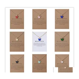 Colares pendentes Colar de borboleta fofa de acr￭lico coreano para mulheres joias de declara￧￣o de animais doces com presentes Cart￣o Droga PENDA OT97W