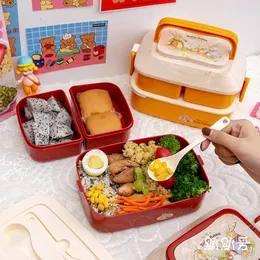 Dinnerware Sets Cartoon Children's Lunch Box Ns Wind Girl Cute Fruit Office Workers Can Microwave Oven Heating Picnic