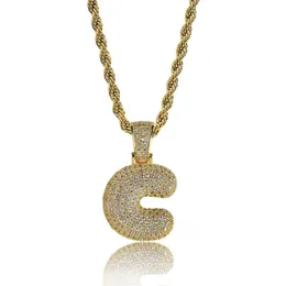 Anhänger Halsketten Lucky Sonny Fabrikpreis Benutzerdefinierter Name Blasenbuchstaben für Männer Frauen Gold Silber Farbe Initialen Hip-Hop-Juwel