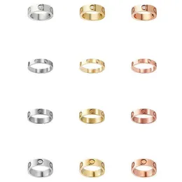 Fashion Lover Rings Womens Designer Ringpaar Schmuckband Titanium Stahl mit Diamonds Classic Gold Silber Rose Optionale Gr￶￟e 4mm