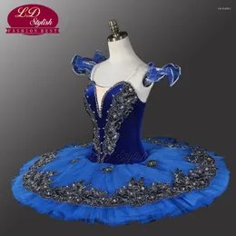Scene Wear Velvet Blue Bird Ballet Tutu Black Swan Professional för tävling eller prestanda LD8983