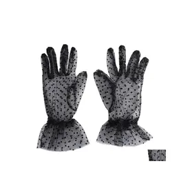 5本の指の手袋夏の女性薄い短いtle伸縮性メッシュガーゼスポットシアー柔軟なアクセサリーfl指1ペアドロップ配信ot7bo