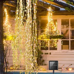 Stringhe a energia solare LED Branch Lights 10X2M 200 viti Filo di rame Stringa Albero di Natale Giardino Recinzione Party
