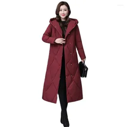 여자 트렌치 코트 6xL 다운 코튼 재킷 여성 겨울 확장 파카 중년 여성 두꺼운 따뜻한 후드 끈 펨마 C1671