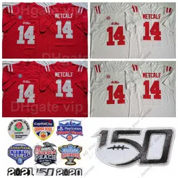 Abbigliamento da football universitario americano NCAA University Ole Miss Rebels 14 DK Metcalf College Jersey Football Rosso Away White Home Tutte le cuciture per gli appassionati di sport 150esimo 2021 Cotto