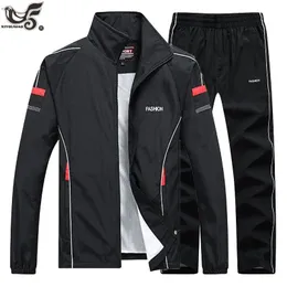 Erkeklerin Trailtsits Bahar Sonbahar Erkek Spor Giyim 2 Parçası Setler Spor takım elbise Jacketpant Sweatsuit Erkek Marka Giyim Fermuar Cepleri 230204