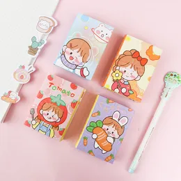 Decorative Objects Figurines 32pcslot Kawaii Brown Hair Little Girl 6 Folding Memo Pad Sticky Notes To Do List Planner Sticker Cute Office Decor Korean 230204