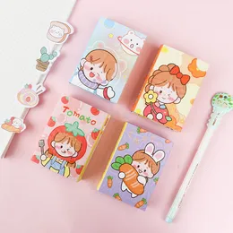 Dekorativa objekt Figurer 32PCSlot Kawaii Brown Hair Little Girl 6 Folding Memo Pad Sticky Notes to Do List Planner Sticker Cute Office Decor Korean 230204