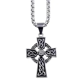 Pendant Necklaces Vintage Viking Celtic Knot Pattern Cross Necklace Unisex Trend Hip Hop Rock Party JewelryPendant NecklacesPendant