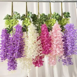 Decorative Flowers 12Pcs Artificial Wisteria Silk Fake Vine Ratta Hanging Garland String For Baby Shower Home Party Wedding Decor