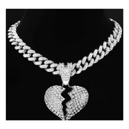 Colares pendentes J￳ias de moda J￳ias exageradas Acess￳rios para amor geom￩tricos Cuba para mulheres incrustado Diamond Frature Heart Colar Dhzvp