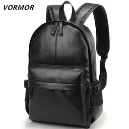 حقيبة الظهر Vormor Brand Men Leather School Bag Fashion Travel Travel Disual Carual 230204