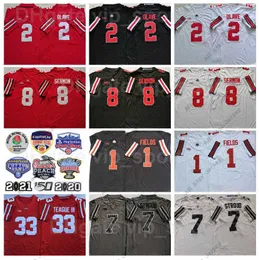 كلية كرة القدم الأمريكية ارتداء NCAA كلية أوهايو الدولة Buckeyes 7 CJ Stroud Jersey Men Football 8 Trey Sermon 2 Chris Olave 1 Justin Fields 33 Master Teague III Home Red