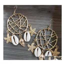 Dangle Chandelier Fashion Jewelry Womens Vintage أقراط Dreamcatcher Beads Shell Starfish Conch Drop Drop Dring DH67W