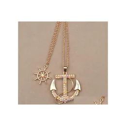 Pendant Necklaces Anchor Necklace White Navy Crystal Long Chain Personality For Women Necklac Yydhhome Drop Delivery Jewelry Pendants Dhyyx