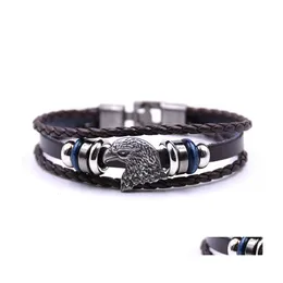 Charm Bracelets Mtilayer Men Casual For Women Braided Leather Bracelet Punk Rock Jewelry Nanashop Drop Delivery Dhmbg