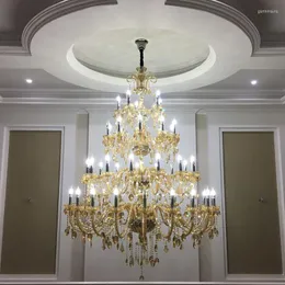 Chandeliers Big 30-50 Pcs Pendant Chandelier Crystal Lighting El Large Led Ceiling For Church Living Room Cristal Lustre