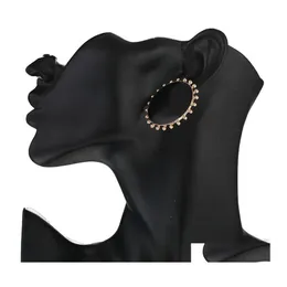 Дизайн шпильки винтажные черные круглые серьги для женщин богемная большая эмалевая картина заявление на вечеринку ювелирные изделия Drop Delief Dhxnl