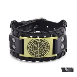 Identificazione Identificazione Stile Punk Braccialetti larghi in pelle Pu regolabili Gotico Donna Uomo Lega Fibbia per cintura Bracciale avvolgente Gioielli femminili Gif Otbwm