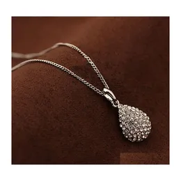 Pendant Necklaces Crystal Necklace Lady Sier Gold Color Pendants Jewelry Water Drop Nanashop Delivery Dhvkt