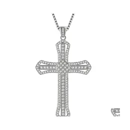 Pendant Necklaces Cross Sier Women Jewelry Wedding Fashion Cz Crystal Zircon Stone Necklace Christmas Gift Nanashop Drop Delivery Pen Dhllp