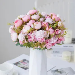 Fiori decorativi 30 cm Bouquet di rose artificiali Accessori per la decorazione della casa Forniture per vacanze di nozze Arredamento per soggiorno Fiore fai da te