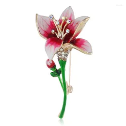 Broches Cloisonne, broche de tulipán, broche de flor de diamantes de imitación para mujer, diseño coreano de gama alta, ropa de mujer, joyería de ramillete