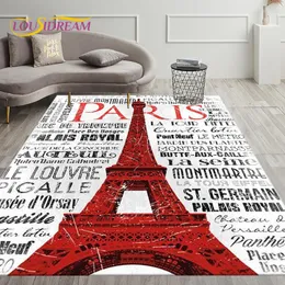 Tapetes France Paris Eiffel Tower Art Area Tapete tapete para a sala Decoração de quarto Crianças jogam tapetes de piso sem deslizamento macios e rastejantes