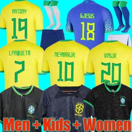 3XL 4XL 2022 브라질 브라질 축구 유니폼 카미 세타 풋볼 안토니 파케 카우 틴호 풋볼 셔츠 예수 마르셀로 카세미로 23 MAILLOT 남자 여자 아이들 세트