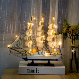 Decorative Objects Figurines Wooden Sailboat Model home decor Mediterranean Style Home Decoration Accessories Creative Decoration Room Dec 230204