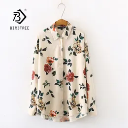 Frauenblusen Hemden Ankunft Frauen Rose Floral Print Chiffon Bluse Langarm Langarm Casual Oversize Shirt Frauen koreanische Tops Feminina Blusa T0 230204