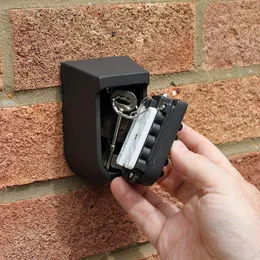Cajas de almacenamiento 1 PC Llave de seguridad negra Combinación al aire libre Ocultar Caja de bloqueo segura Montada de pared