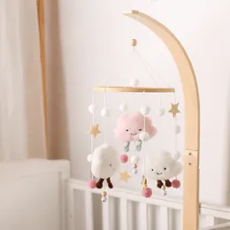 Sonagli Mobiles 1 PCS Baby Sonagli Culla Mobiles Giocattolo Letto Campana Carillon 0-12 mesi Nuvole Cotone Legno Bambini Carrozza Accessori giocattolo 230203