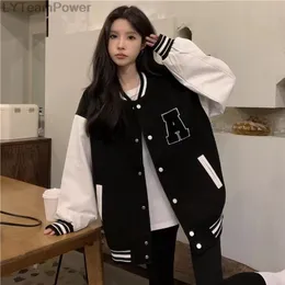 Kvinnorjackor Kvinnor Bomber Autumn Winter Fashion Baseball Uniform Overdimensionerad rockar Studentpar Harajuku Loose Streetwear Jacket 230203