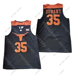 Баскетбольные майки NCAA College Texas Longhorns Basketball Jersey Durant Black Size S-3XL Все сшитые вышива