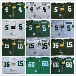 Koszulki piłkarskie Vintage Football Jerseys Favre 4 Brett Favre 15 Bart Starr 66 Ray Nitschke 92 Reggie White Football Jerseys 1969 Ed