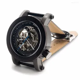 WRISTWATCHES BOBO Bird Automatyczne samokontrole mechaniczne mężczyzn drewniany zegarek skórzany pasek luksusowy uomo orologio może upuścić CF-k10 K11 K14